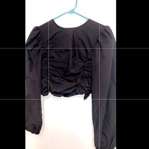 Black ruffle top